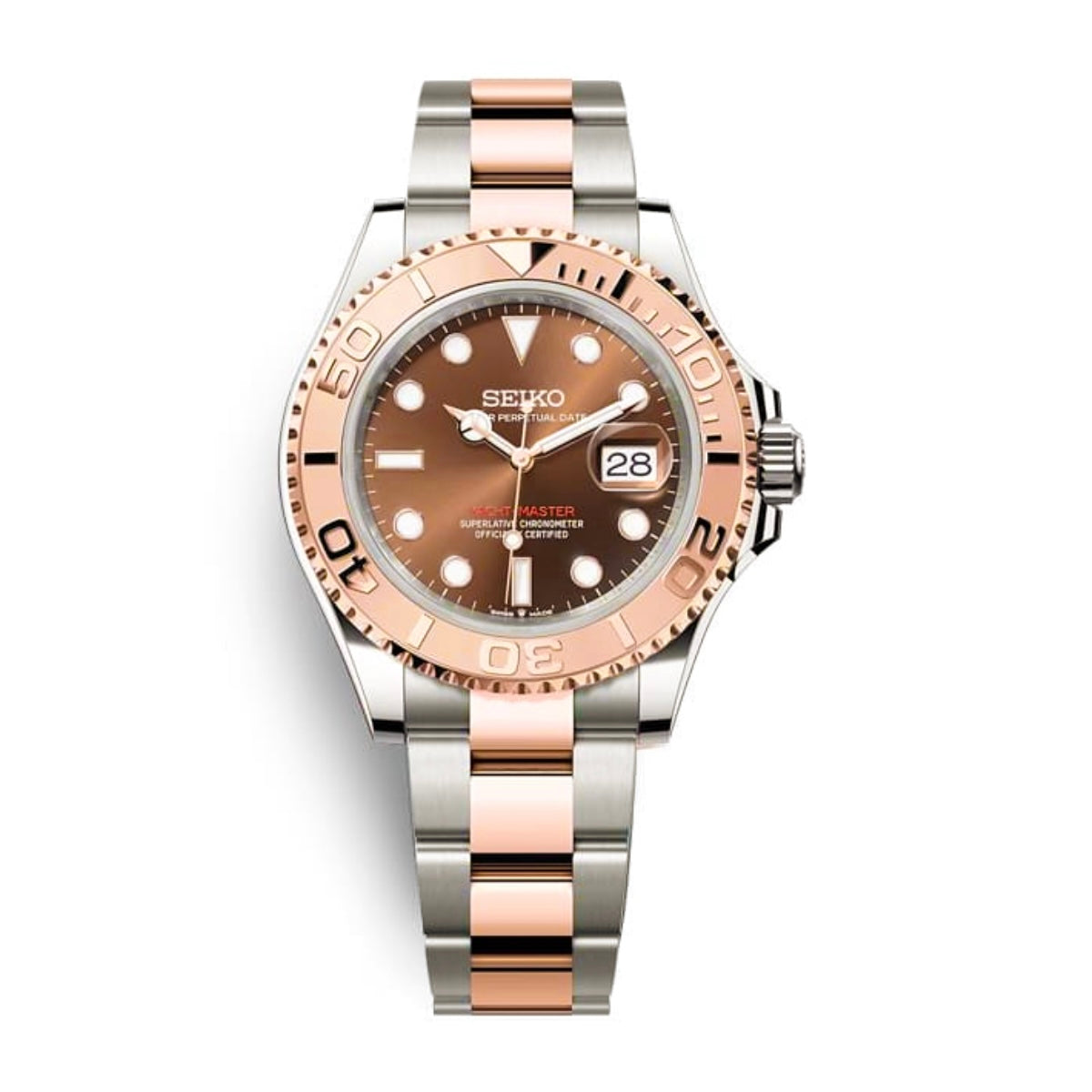 Seiko Mod Submariner – Two-Tone Rose Gold with Sunburst Brown Dial