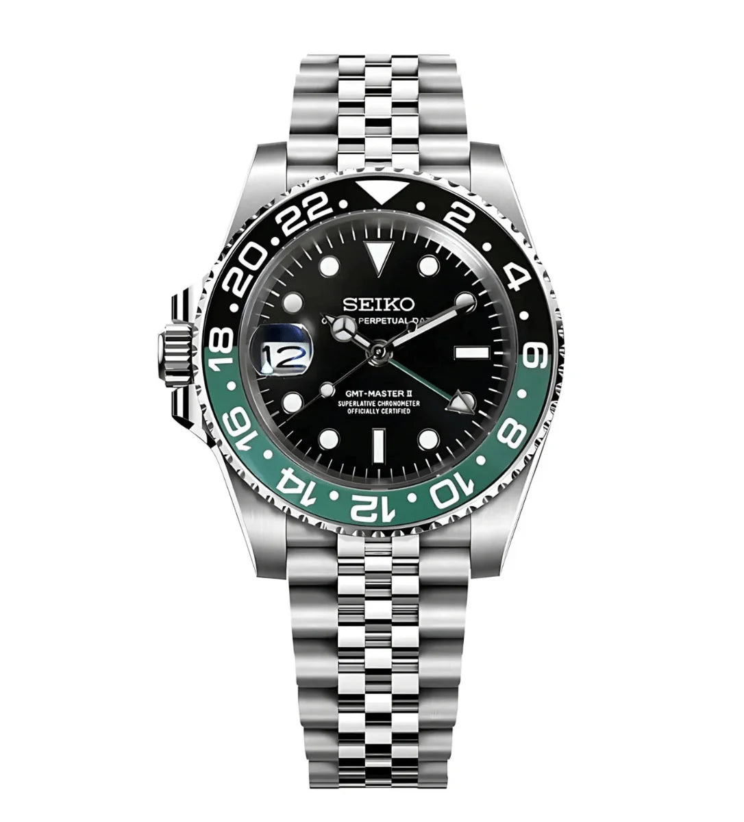 Seiko Mod GMT – Sprite Bezel with Jubilee Bracelet