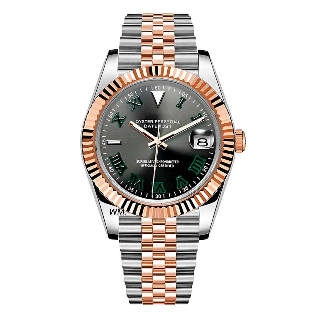 Seiko Mod Datejust – Emerald Green Dial with Rose Gold Two-Tone Jubilee