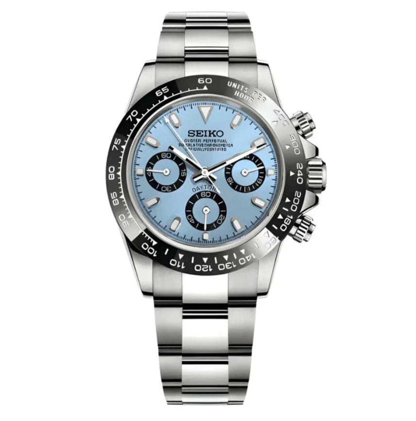 Seiko Mod Daytona – Tiffany Blue Dial with Black Tachymeter Bezel