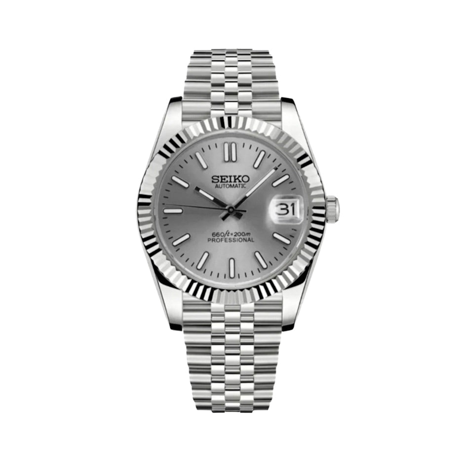 Seiko Mod Datejust – Champagne Dial with Fluted Bezel