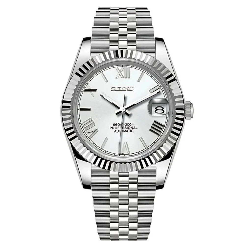 Seiko Mod Datejust – Silver Dial with Roman Numerals