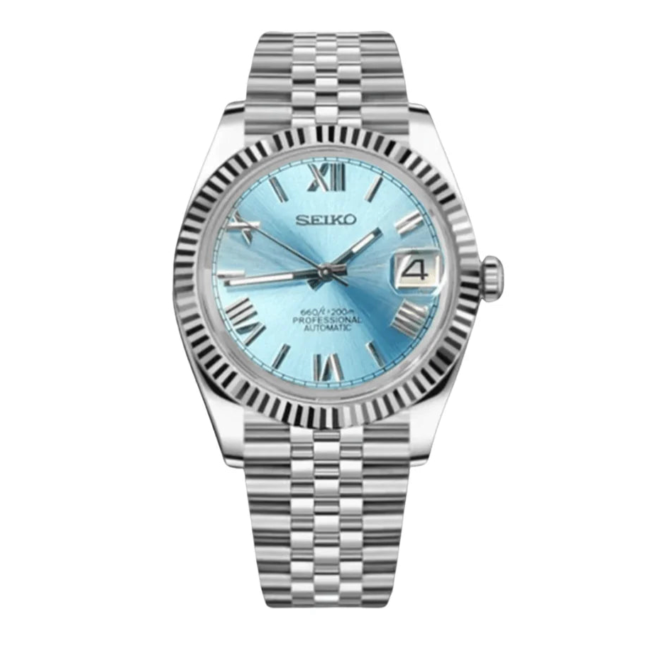 Seiko Mod Datejust – Ice Blue Dial with Roman Numerals