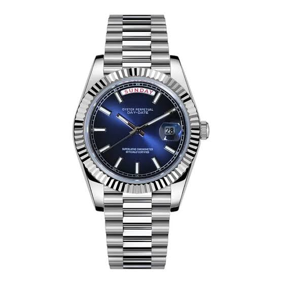 Seiko Mod Datejust – Sunburst Blue Dial with Fluted Bezel Date