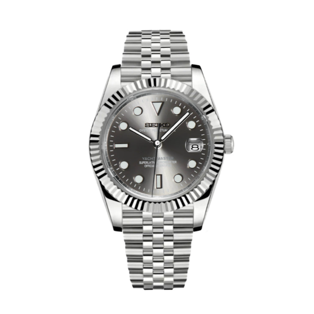 Seiko Mod Datejust – Smoked Grey Dial with Submariner Markers
